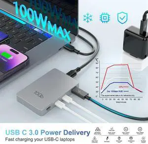 Type-C Docking Station Gray Aluminum Alloy USB3.2 Gen2 10Gbps 7-In-1 With PD 100W Charging Expansion Multifunction Hub
