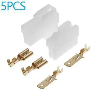 5 Sets Universal T-Type 2 Pin DC Power Male Female Connector Plastic Metal Plug