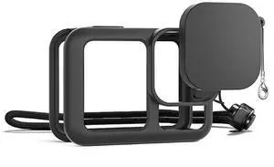 Silicone Case with Lens Cover & Lanyard Soft Sleeve Anti-Scratch Protective Housing Cover Case for Go Pro 13 Camera
