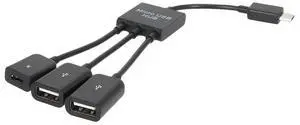 3 in 1 Micro USB HUB Double USB 2.0 Host OTG Adapter Cable Male To Female Micro USB To 2 OTG Dual Port HUB Cable Y Splitter