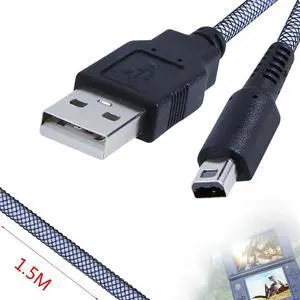 2-in-1 Sync Data Charging USB Power Cable Cord 1.5m Gamepad Cord Line Wire Charger Wire for NDSI 3DSXL 2DSLL 3DS