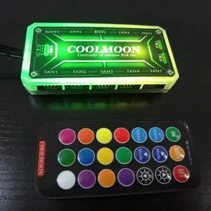 WXTB COOLMOON RGB Remote Controller DC12V 5A LED Color ligent Controller with 10X 6pin Fan Port2 X 4pin Light Bar Port
