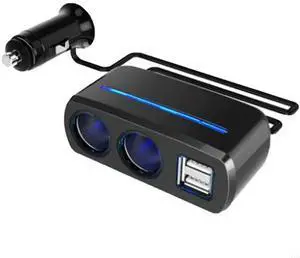Car 2 Socket Splitters 2xUSB Port Car Power Adapter
