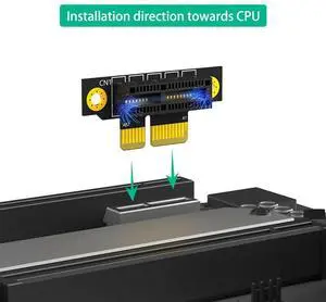 Ageryu PCI-E 1X 3.0 90 Degree Reverse Male To Female Riser Card For 1U Server (Installation Direction Towards CPU)