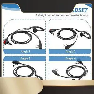 2 Pin G Shape Headset Earpiece Mic For Two Way Radio Security Walkie Talkie Radio For Kenwood BAOFENG-N33R