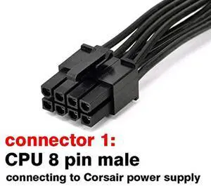 Ageryu CPU 8 Pin Male to CPU 8 Pin (4+4) Male EPS-12V Motherboard Power Adapter Cable for Modular Power Supply (60cm)AA56