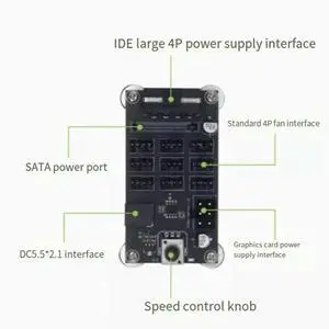 Ageryu Computer Case Fan Speed Controller Fan Module 9 Channel Fan Hub PWM High-Power Violent Fan Speed Governor Power Supply