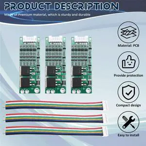 Ageryu 3Pcs 5S 16V 18.5V 15A Li- Lithium Protection Board With Overcharge Overdischarge Short Circuit Protection