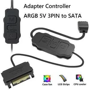 Ageryu 2Pcs 5V 3Pin ARGB Controller SATA Mini RGB Controller 3PIN Hub For Computer Cpu Case Cool Fan LED Light Radiator