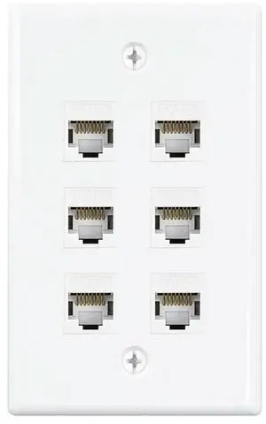 Ageryu 6-Port Ethernet Wall Plate,For Keystone Jack Wall Plate With RJ45 Keystone Inline Coupler Insert, Female To Female Cat