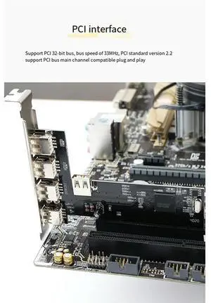 Ageryu PCI Expansion Card PCI To 5 Ports USB 2.0 Expansion Card 480Mbps High Speed Hub Driver-Free For Desktop Computer