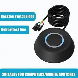 Ageryu 1.8M Computer Desktop Switch PC Motherboard External Start Power On/Off Button Extension Cable Round Startup Switch-N33R