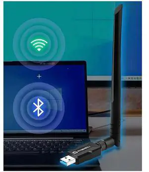 Ageryu 1Set High Speed 1300Mbps Wifi Wireless Network Card USB3.0 Bluetooth5.1 Receiver Black For PC