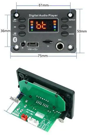 Ageryu Microphone Interface Bluetooth Mp3 Decoding Board Amplifier Board 2X25W Bluetooth Module Car Audio Replacement AccessoriesN33R