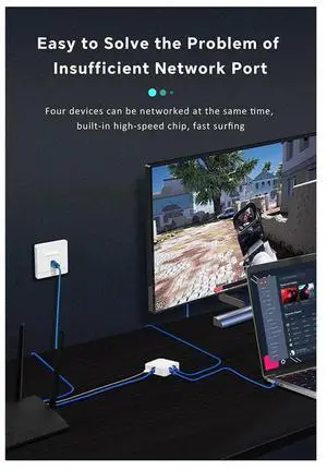 Ageryu Universal Network Cable Extension Ethernet Splitter High Speed Usb C Power Gigabit Internet Rj45 Splitter Adapter