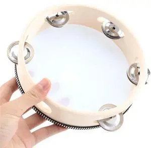 7 Inch Musical Tambourine Tamborine Drum Round Percussion Gift For KTV Party-N33R