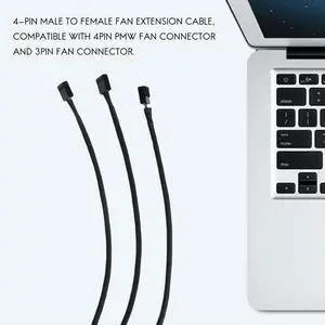 Ageryu 10PCS 4 Pin PWM Fan Extension Power Cable Connector Case Male To Female Extending Cables Compatible With 4 Pin/3 Pin Fan-N33R