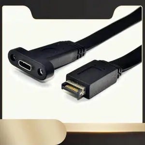 Ageryu USB 3.1 Type C Front Panel Header Extension Cable,Type E To USB 3.1 Type C Cable,Internal Adapter Cable,With Panel(50Cm)-N33R