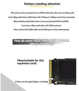M.2 Dual M.2 PCIE 4.0 Adapter For Nvme / NGFF SSD NVME (M Key) And SATA (B Key) SSD To Pcie X4 X8 X16 Slot