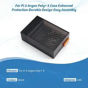 For Pi 5 Argon Poly+ 5 Case Enhanced Protection Durable Design Easy Assembly Fit Black