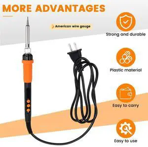 90W Internal Heating Electric Soldering Iron LED Digital Display With Switch Temperature Control Orange US Plug-N33R