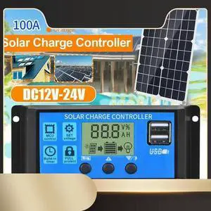 Ageryu 100A Solar Panel ligent Regulator Solar Multi-Function Controller With Dual USB Port, LCD Controller-N33R