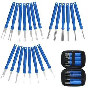 Ageryu 21Pcs Car Terminal Removal Tool Kit Cable Plug Remove Puller Electrical Wire Crimp Connector Pin Extractor Durable Blue-N33R