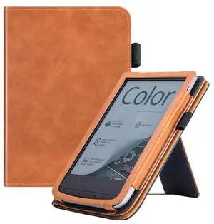 For Pocketbook Touch HD 3 E-Reader Stand Cover Flip PU Case With Hand Holder Easy Install Easy To Use Dark Blue