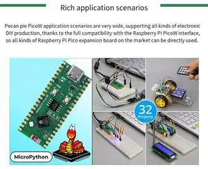 1 PCS For Walnut Pi Picow Espressif ESP32-S3 Development Board 2.4G Wifi 802.11 B/G/N Bluetooth 5 Green For Raspberry Pi Pico-N3