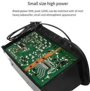 12V 24V Bluetooth Amplifier Board HIFI Bass Amplifier Board FM Subwoofer 30-120W For 10Inch Subwoofer Speaker Durable (EU Plug)-