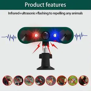 Solar Motion Sensor Alarm Infrared Induction Sound And Light Alarm System Animal Repeller For Farm Yard Barn-N33R