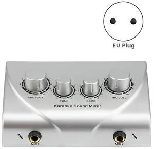 Karaoke Sound Mixer Portable Sound Mixer Professional Audio System Karaoke Dual Mic Inputs Audio Sound Mixer EU Plug B-N33R