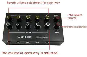 AU-501 Condenser Microphone Expander 5 Channel 6.5Mm Microphone Mixer Multi-Channel Input Expander Hub-N33R