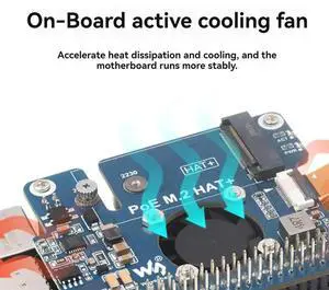 For Raspberry Pi 5 POE + Pcie To M.2 Nvme SSD Board HAT+ Pi5 2242/2230 Power Over Ethernet Support Nvme M2 Protocol-N33R