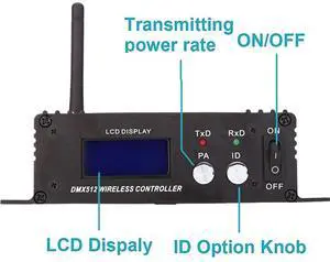 2.4G Wireless DMX 512 Controller Transmitter Receiver LCD Display Power Adjustable Repeater Lighting Controller-N33R