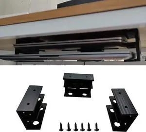 PIAOLGYI Under Desk Double Decker Laptop Holder Mount with Screw, Under Desk Laptop Mount Bracket, Add On Under Table Keyboard Storage (3 Pcs)