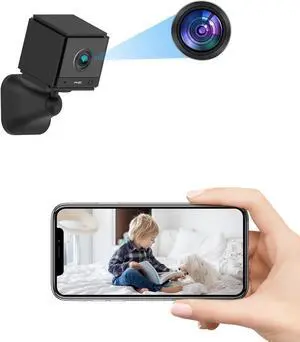 Smhawk Small Indoor Camera, 2K FHD WiFi Camera, Mini Home Security Camera, Cloud & SD Storage Security Camera, Motion Detection Alarm Device, Auto Night Vision, Upgraded Stable Stand;Black