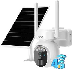 Xega 4G LTE Security Camera No WiFi with SIM Card 2K Super HD Solar Powered Wireless Outdoor 4G Security Camera PIR Motion Sensor Night Vision 2 Way Talk Built in SIM Card