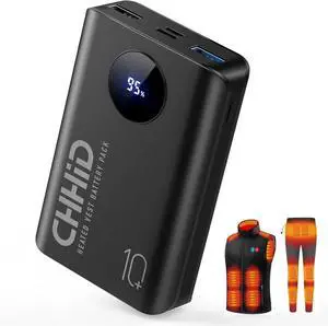 5V 2A Heated Vest Battery Pack,Power Bank Heated Jacket, LCD Display 10000mAh Portable Charger,Battery Phone Charger for iPhone,Android etc.