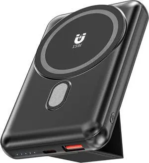 Magnetic Power Bank 10000mAh, Wireless Portable Charger with Stand, 15W Fast Charging Magnetic Battery Pack w/USB-C, Compatible with Magsafe iPhone 15/15 Plus/15 Pro/15 Pro Max, iPhone 14/13/12 Series