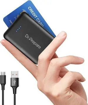 DR.PREPARE 5V 3A Heated Vest Battery Pack, 10000mAh Power Bank for Heated Jacket with Dual USB Outputs & Type C in/Output, Ultra-Compact Portable External Battery Charger, Eye Mask, iPhone, iPad