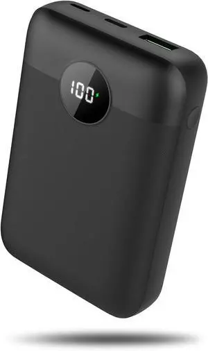 Heated Vest Battery Pack, 5V 2A Power Bank for Heated Jacket, Pants, Stadium Seats, 10000mAh Small LED Display Fast Charging Portable Charge for Heated Clothing, Camping Chair(Black, 10000mAh)