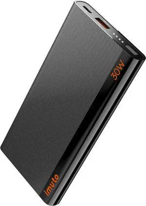 imuto Slim Portable Charger, 10000mAh Travel-Ready Power Bank, 30W USB-C in & out High-Speed Charging Battery Pack, External Phone Charger Compatible with iPhone 16 15 14 13 12 Samsung Google iPad etc