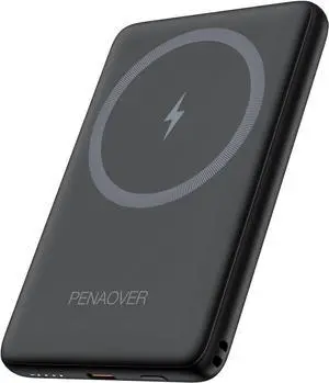 Magnetic Portable Charger, 5000mAh Wireless Power Bank Fast Charging Battery Pack with USB C Cable, Compatible with iPhone 16/15/14/13/12