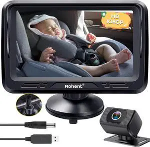 Rohent Car Camera for Baby USB: Plug and Play Easy to Install Crystal Night Vision Wide View Angle for Newborn Infant Safety