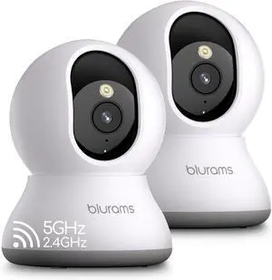 blurams Cameras for Home Security, 2K Pet Camera with Phone App, 360° PTZ Indoor Cameras, 2-Way Talk, Motion Tracking, Color/IR Night Vision, Cloud&SD, Works with Alexa (2Pack, 5GHz/2.4GHz Dual-Band)