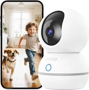 Noorio 2K Indoor Security Camera, Pet Camera with Speaker Pan&Tilt, One Click Call Baby Monitor Night Vision, Smart Motion Tracking Cam for Dogs, Plug-in 24/7 SD&Cloud Storage, CS201