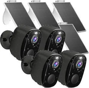 4pc Wireless Security Cameras Outdoor,2K Solar Cameras, Battery Powered Surveillance Camera for Indoor/Outdoor Uses with Color Night Vision, AI Detection, 2-Way Talk, IP65, SD/Cloud, Works Alexa