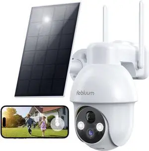 Security Camera Wireless Outdoor, 2K Solar Security Camera,Battery Powered 360°PTZ Outdoor Camera,Color Night Vision,2-Way Audio,PIR Motion Detection,Compatible with Alexa