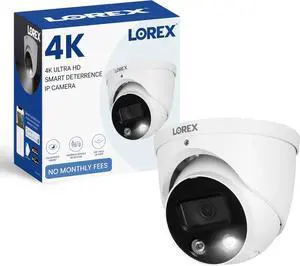 Lorex 4K Ultra HD PoE Outdoor Metal Dome Add-On Security Camera  8MP, 2.8mm Fixed Lens, Smart Deterrence, Smart Motion Detection Plus, Siren Warning